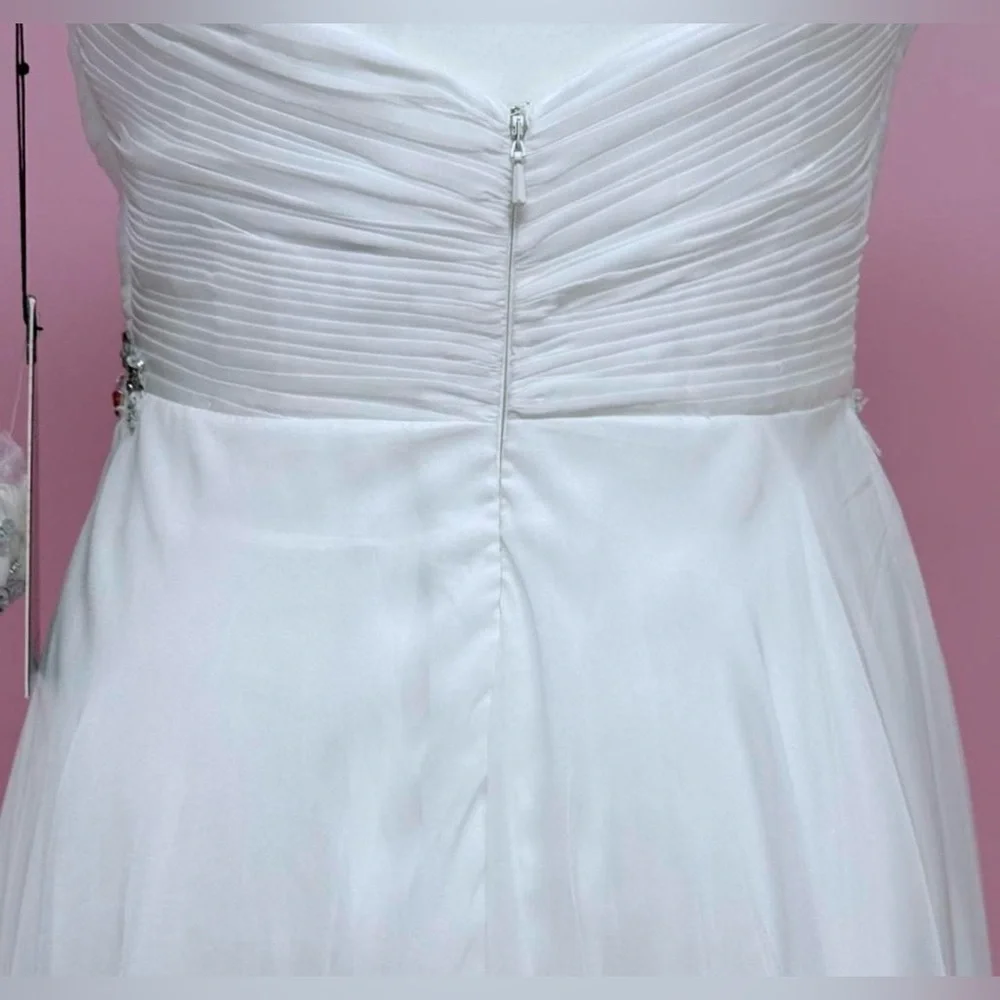 Mac Duggal White Strapless Dress with Silver Embellishments - Picture 8 of 9